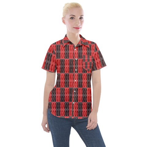 Rosegold Beads Chessboard1 Women s Short Sleeve Pocket Shirt by Sparkle
