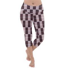 Rosegold Beads Chessboard Lightweight Velour Capri Yoga Leggings by Sparkle