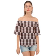 Rosegold Beads Chessboard Off Shoulder Short Sleeve Top by Sparkle