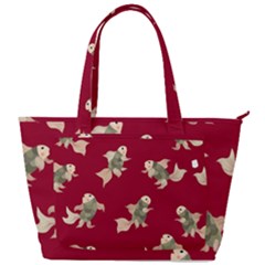 Bright Decorative Seamless  Pattern With  Fairy Fish On The Red Background  Back Pocket Shoulder Bag 