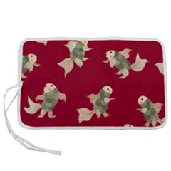 Bright Decorative Seamless  Pattern With  Fairy Fish On The Red Background  Pen Storage Case (l)