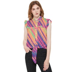 Colorful Stripes Frill Detail Shirt by Dazzleway