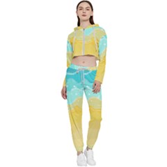 Abstract Background Beach Coast Cropped Zip Up Lounge Set