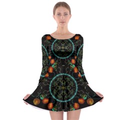 Mandala - 0006 - Floating Free Long Sleeve Skater Dress by WetdryvacsLair