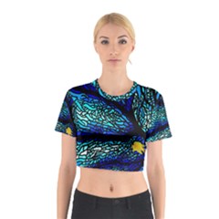Sea-fans-diving-coral-stained-glass Cotton Crop Top