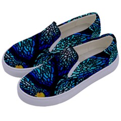 Sea-fans-diving-coral-stained-glass Kids  Canvas Slip Ons