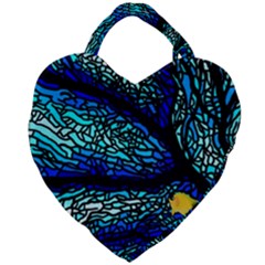 Sea-fans-diving-coral-stained-glass Giant Heart Shaped Tote by Sapixe