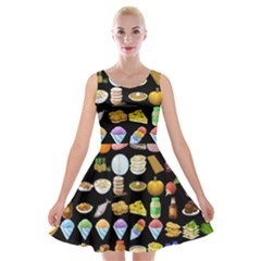 Glitch Glitchen Food Pattern Two Velvet Skater Dress by WetdryvacsLair