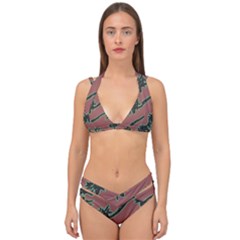 Tropical Style Floral Motif Print Pattern Double Strap Halter Bikini Set by dflcprintsclothing