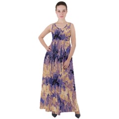 Yellow And Purple Abstract Empire Waist Velour Maxi Dress by Dazzleway