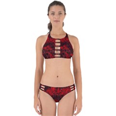Red Abstract Perfectly Cut Out Bikini Set by Dazzleway