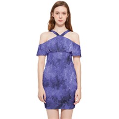 Lilac Abstract Shoulder Frill Bodycon Summer Dress by Dazzleway