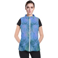 Lilac And Green Abstract Women s Puffer Vest