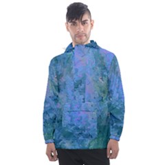 Lilac And Green Abstract Men s Front Pocket Pullover Windbreaker by Dazzleway