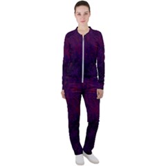 Red And Purple Abstract Casual Jacket And Pants Set