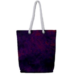 Red And Purple Abstract Full Print Rope Handle Tote (small)