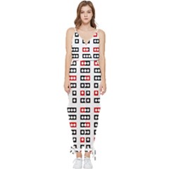 Geometric Sequence Print Pattern Design Sleeveless Tie Ankle Jumpsuit