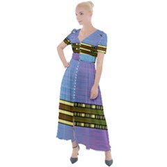 Glitched Vaporwave Hack The Planet Button Up Short Sleeve Maxi Dress by WetdryvacsLair