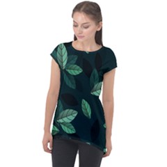 Foliage Cap Sleeve High Low Top by HermanTelo