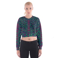 Tree Flower Paradise Of Inner Peace And Calm Pop-art Cropped Sweatshirt by pepitasart