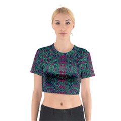 Tree Flower Paradise Of Inner Peace And Calm Pop-art Cotton Crop Top by pepitasart