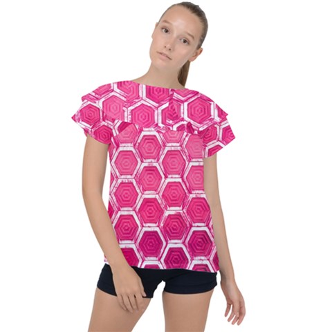 Hexagon Windows Ruffle Collar Chiffon Blouse by essentialimage