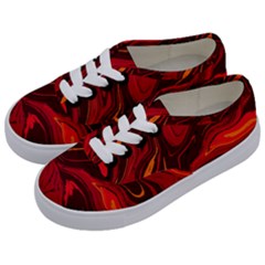 Red Vivid Marble Pattern Kids  Classic Low Top Sneakers by goljakoff