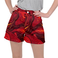 Red Vivid Marble Pattern Ripstop Shorts by goljakoff