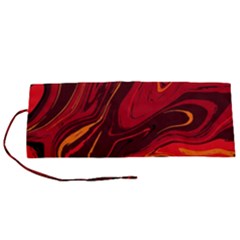 Red Vivid Marble Pattern Roll Up Canvas Pencil Holder (s) by goljakoff