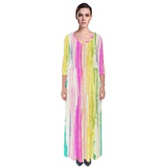 Colorful Streaked Stripes Quarter Sleeve Maxi Dress by DressitUP