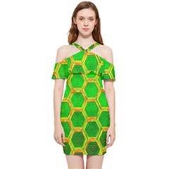 Hexagon Windows Shoulder Frill Bodycon Summer Dress by essentialimage