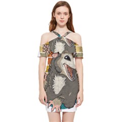 Possum - Be Urself Shoulder Frill Bodycon Summer Dress by Valentinaart