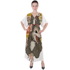 Possum  V-neck Boho Style Maxi Dress by Valentinaart