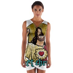 Buddy Christ Wrap Front Bodycon Dress by Valentinaart