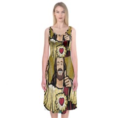 Buddy Christ Midi Sleeveless Dress by Valentinaart