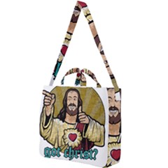 Buddy Christ Square Shoulder Tote Bag by Valentinaart
