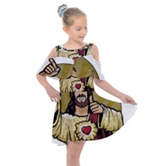 Buddy Christ Kids  Shoulder Cutout Chiffon Dress by Valentinaart