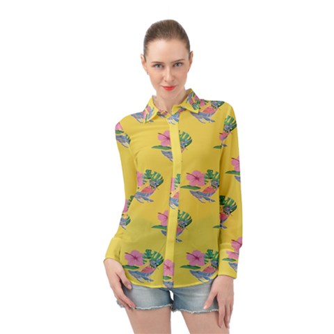 Floral Long Sleeve Chiffon Shirt by Sparkle