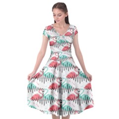 Music Flamingo Cap Sleeve Wrap Front Dress by Sparkle