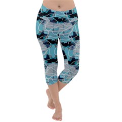 Digital Waves Lightweight Velour Capri Yoga Leggings by Sparkle