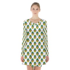Holiday Pineapple Long Sleeve Velvet V-neck Dress by Sparkle