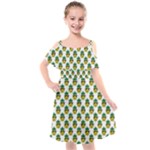 Holiday Pineapple Kids  Cut Out Shoulders Chiffon Dress