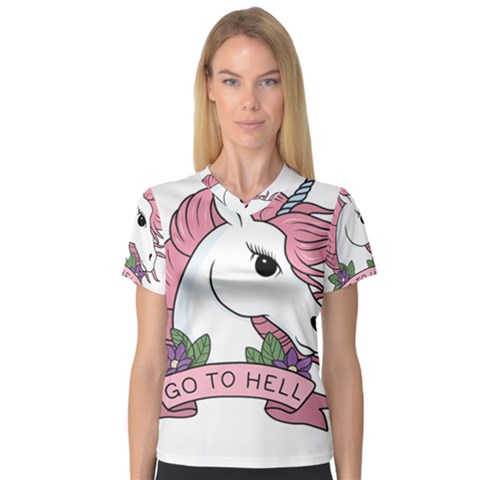 Go To Hell V-neck Sport Mesh Tee by Valentinaart