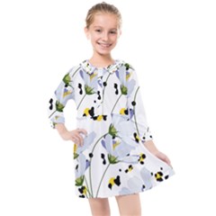 Tree Poppies  Kids  Quarter Sleeve Shirt Dress by Sobalvarro