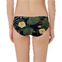 Tropical vintage yellow hibiscus floral green leaves seamless pattern black background. Classic Bikini Bottoms View2
