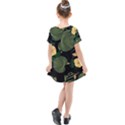 Tropical vintage yellow hibiscus floral green leaves seamless pattern black background. Kids  Simple Cotton Dress View2