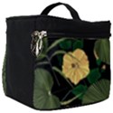 Tropical vintage yellow hibiscus floral green leaves seamless pattern black background. Make Up Travel Bag (Big) View1