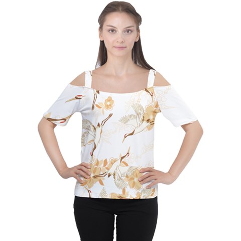 Birds And Flowers  Cutout Shoulder Tee by Sobalvarro