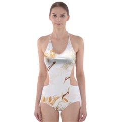 Birds And Flowers  Cut-out One Piece Swimsuit by Sobalvarro