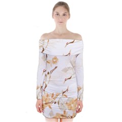 Birds And Flowers  Long Sleeve Off Shoulder Dress by Sobalvarro